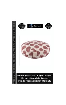 Delux Serisi Stil Köşe Desenli Kırmızı Mandala Desen Minder Karabuğday Dolgulu Delux Serisi Stil Köşe Desenli Kırmızı Mandala Desen Minder Karabuğday Dolgulu