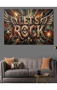 Kanatlı Let's Rock Müzik Yazısı Dekoratif Kanvas - Mdf Ahşap Tablo Kanatlı Let's Rock Müzik Yazısı Dekoratif Kanvas - Mdf Ahşap Tablo