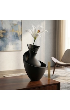 Modern Tasarım Siyah Dekoratif Vazo - Çağdaş Sanat Konseptli Dekoratif Minimalist Ve Şık - 20 Cm Siyah Modern Tasarım Siyah Dekoratif Vazo - Çağdaş Sanat Konseptli Dekoratif Minimalist Ve Şık - 20 Cm Siyah