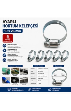 Ayarlı Hortum Kelepçesi 19-26 Mm 5 Adet Gönderilir 19 26 Mm