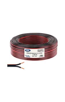50 Metre Hoparlör Elektrik ve Ses Kablosu 2 x 1.5MM Kırmızı Çizgili 50 Metre Hoparlör Elektrik ve Ses Kablosu 2 x 1.5MM Kırmızı Çizgili