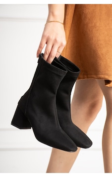 Dabab Shoes Lara Kadın Siyah Süet Streç Küt Burun Fermuarlı 6 Cm Kalın Topuklu Bot Bootie Dabab Shoes Lara Kadın Siyah Süet Streç Küt Burun Fermuarlı 6 Cm Kalın Topuklu Bot Bootie