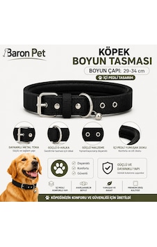 Pedli Zilli Köpek Boyun Tasması 29-34 Cm 2 Cm İçi Pedli Metal Tokalı - Siyah Pedli Zilli Köpek Boyun Tasması 29-34 Cm 2 Cm İçi Pedli Metal Tokalı - Siyah