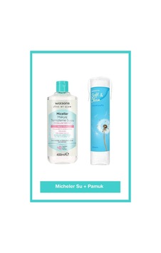Watsons Micellar Makyaj Temizleme Suyu 400 Ml + Watsons Yuvarlak Makyaj Pamuğu 100 Adet