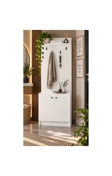 Yağmur 2 Kapaklı Portmanto Elbise Askılıklı Vestiyer Beyaz - 906148078 Beyaz