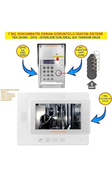 7 İnç Dokunmatik Ekranlı Görüntülü Diafon Sistemi Tek Daire İçin 7 İnç Dokunmatik Ekranlı Görüntülü Diafon Sistemi Tek Daire İçin