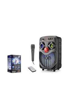 Ndr Ndrp66 Karaoke Mikrofonlu Bluetooth Hoparlör Fm Radyo 10w 8 İnç Rgb Siyah Ndr Ndrp66 Karaoke Mikrofonlu Bluetooth Hoparlör Fm Radyo 10w 8 İnç Rgb Siyah