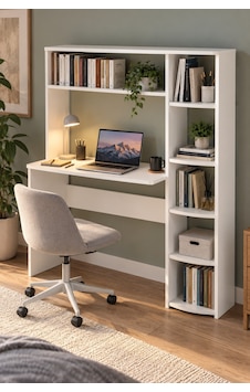 Sulorahome Kitaplıklı Çalışma Masası Beyaz Sulorahome Kitaplıklı Çalışma Masası Beyaz