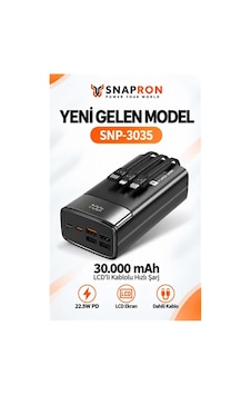 Snapron Snp-3035 30.000 Mah Lcd Ekran Dahili Kablolu 22.5w Hızlı Şarj Powerbank Siyah Snapron Snp-3035 30.000 Mah Lcd Ekran Dahili Kablolu 22.5w Hızlı Şarj Powerbank Siyah