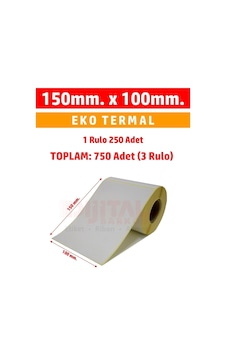 150x100 Termal Etiket Barkod Etiketi / 1 Rulo 750 Adet Toplam: 750 Adet Diğer