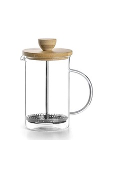 Bambu Kapaklı Cam Bitki Çay Kahve French Press 600 Ml Bambu - Şeffaf
