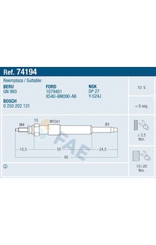 Fae 74194 Kızdırma Bujisi Fıesta Iv-focus-focus Iı-connect-cmax-smax-galaxy-mondeo 1.8 Tdci/1.8 D Xs4u6m090ab -1079401 - Fae 74194 Kızdırma Bujisi Fıesta Iv-focus-focus Iı-connect-cmax-smax-galaxy-mondeo 1.8 Tdci/1.8 D Xs4u6m090ab -1079401 -