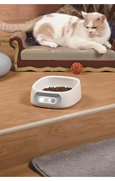 Tr Dijital Kedi Köpek Mama Ve Su Kabı, Elektronik Beslenme Kabı, 2kg Kapasiteli, 1g Hassasiyetli, Beyaz