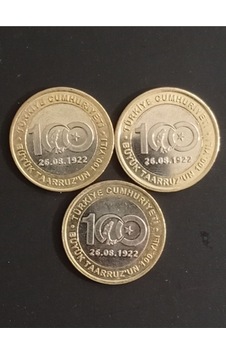 3 Adet Büyük Taarruz Hatıra Parası. Koleksiyon Para. Hediye Para. 1 Lira. 3 Adet Büyük Taarruz Hatıra Parası. Koleksiyon Para. Hediye Para. 1 Lira.