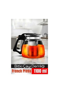 Transformacion Süzgeçli French Press Cam Demlik 1100 Ml Bitki Çayı Demliği 722243 Şeffaf