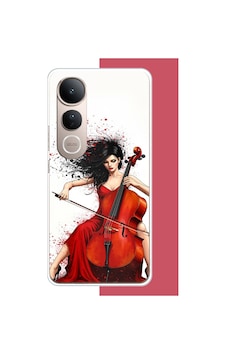Vivo V50 Lite Uyumlu Çello Çalan Kadın Baskılı Silikon Kılıf Renkli Vivo V50 Lite Uyumlu Çello Çalan Kadın Baskılı Silikon Kılıf Renkli