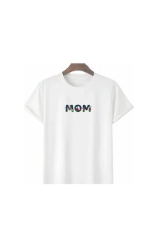 Efnaz Style Anneler Günü Hediye Mom Çiçek Baskılı Oversize Bisiklet Yaka T-shirt - Beyaz Efnaz Style Anneler Günü Hediye Mom Çiçek Baskılı Oversize Bisiklet Yaka T-shirt - Beyaz
