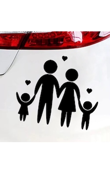 Aile Baba Anne Kız Ve Erkek Çocuk Sticker 23cm Siyah Renk Aile Baba Anne Kız Ve Erkek Çocuk Sticker 23cm Siyah Renk