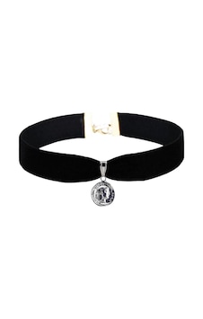 Siyah Renk Kadife Kadın Madalyon Choker Kolye Renkli Siyah Renk Kadife Kadın Madalyon Choker Kolye Renkli