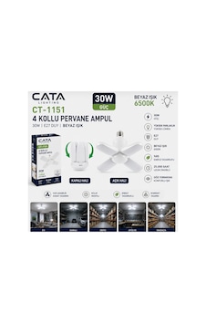 Cata Ct-1151 30 Watt Pervane Led Ampul E27 Beyaz 4 Kanatlı Katlanır Garaj Depo Atölye Aydınlatma Tekli Cata Ct-1151 30 Watt Pervane Led Ampul E27 Beyaz 4 Kanatlı Katlanır Garaj Depo Atölye Aydınlatma Tekli
