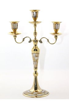 Pirinç Sedefli 3'lü Şamdan Gold 74439049 Pirinç Sedefli 3'lü Şamdan Gold 74439049