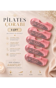 Çorap Vitrini Her Adımda Rahatlık: Kaymaz Tabanlı Pembe Pilates Çorabı Seti 5 Çift Çorap Vitrini Her Adımda Rahatlık: Kaymaz Tabanlı Pembe Pilates Çorabı Seti 5 Çift
