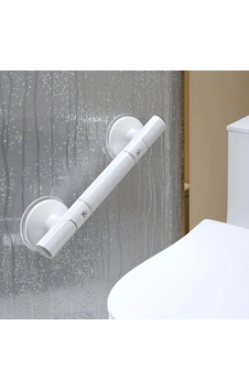Shopytech Vantuzlu Banyo Tutunma Barı Kaymaz Duş Tutma Kolu Emniyet El Rayı Yaşlı Çocuk Hamile Engel Beyaz