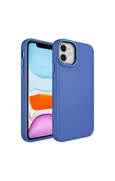 Apple Uyumlu iPhone 11 Uyumlu Metal Çerçeve Ve Buton Tasarımlı Silikon Zore Luna Kılıf-sierra Mavi Sierra Mavi -