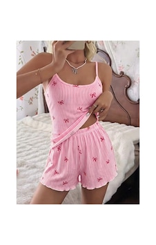 Bezos Kadın Pembe İnce Askılı Şortlu Pijama Takımı 5271 Bzs01 Bezos Kadın Pembe İnce Askılı Şortlu Pijama Takımı 5271 Bzs01