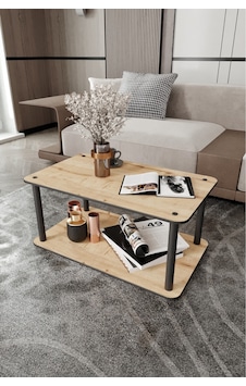 Dekoratif Mdf Masivo Orta Sehpa 70x42 Dikdörtgen Safir Meşe Ahşap