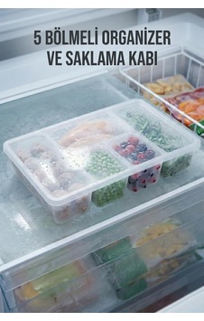 5 Bölmeli Şeffaf Buzdolabı İçi Düzenleyici & Kapaklı Dondurucu Saklama Kabı 24x38 Cm Açık Altın 5 Bölmeli Şeffaf Buzdolabı İçi Düzenleyici & Kapaklı Dondurucu Saklama Kabı 24x38 Cm Açık Altın