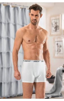 Jiber Erkek 3 Adet Beyaz Likralı Stretch Boxer 156 Jiber Erkek 3 Adet Beyaz Likralı Stretch Boxer 156