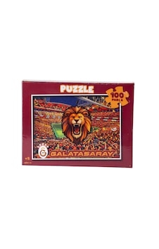 Galatasaray Lisanslı 100 Parça Puzzle - Kükreyen Aslan Ve Stadyum Baskılı Çocuk Yapboz