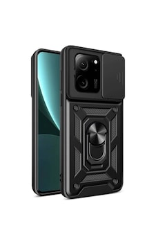 Xiaomi Mi 13t Kılıf Magnetik Standlı Kamera Korumalı Zore Sürgülü Vega Kapak Siyah