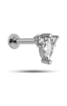 925 Ayar Gümüş Rodyumlu Minimal Zarif Taşlı Üçgen Tragus Piercing Küpe 925 Ayar Gümüş Rodyumlu Minimal Zarif Taşlı Üçgen Tragus Piercing Küpe