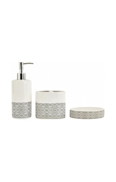 Karaca Home Costa 3 Parça Banyo Seti Beyaz - Gri Karaca Home Costa 3 Parça Banyo Seti Beyaz - Gri