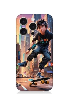 Apple Uyumlu iPhone 15 Pro Kaykay Çocuğu Desenli Silikon Kılıf Silikon Apple Uyumlu iPhone 15 Pro Kaykay Çocuğu Desenli Silikon Kılıf Silikon