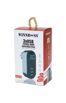 Winnboss Model-3400 Duvar Tipi Priz 2500w 3xusb 1xpriz Usb 2.1a 10a Termal Akım Korumalı Diğer