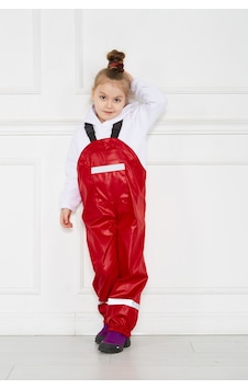Gökçecik Tekstil Çocuk Yağmur Tulumu Kırmızı - Yağmur Pantolonu Unisex Kırmızı