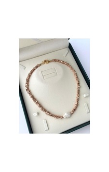 Winter Luxe Kolye Rose Hematit & İnci Yılbaşı Özel Tasarım Gümüş Gümüş