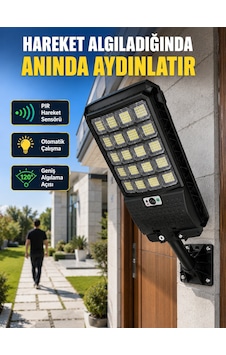 Solar Led Bahçe Lambası Hareket Sensörlü Uzaktan Kumandalı Dış Mekan Aydınlatma Standart