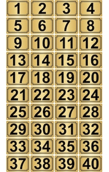 3,5x5cm Metal Yapışkanlı Numara (1..40) 40 adet Altın Renk Metal 3,5x5cm Metal Yapışkanlı Numara (1..40) 40 adet Altın Renk Metal