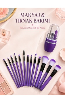 Makyaj Ve Tırnak Bakım Seti 12 Li Mor Makyaj Fırçaları Manikür Pedikür Seti Günlük Kişisel Bakım Paketi - L Makyaj Ve Tırnak Bakım Seti 12 Li Mor Makyaj Fırçaları Manikür Pedikür Seti Günlük Kişisel Bakım Paketi - L