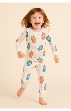 Katia&bony Kız Çocuk Labubu Desenli Pijama Takımı Desenli Katia&bony Kız Çocuk Labubu Desenli Pijama Takımı Desenli