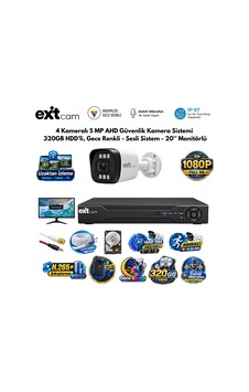 4 Kameralı 5 Mp Ahd Güvenlik Kamera Sistemi 320gb Hdd'li, Gece Renkli - Sesli Sistem - 20 İnç Monitö 4 Kameralı 5 Mp Ahd Güvenlik Kamera Sistemi 320gb Hdd'li, Gece Renkli - Sesli Sistem - 20 İnç Monitö