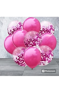 Fuşya Konfetili Şeffaf Metalik Fuşya Balon Seti 10 Adet Fuşya Konfetili Şeffaf Metalik Fuşya Balon Seti 10 Adet
