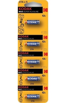 Kodak Max 27A 12V Kartela Super Alkalin Pil 5'li Kodak Max 27A 12V Kartela Super Alkalin Pil 5'li
