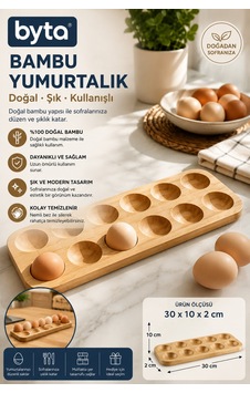 Bambu Yumurtalık 10'lu Doğal Ahşap Yumurta Saklama Ve Sunum Standı 30x10x2 Cm Diğer