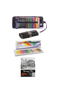 A5 Eskiz Defterli Cretacolor Dereceli Kalem Studioline Derwent Watercolour Pentel 25'li Rulo Çanta A5 Eskiz Defterli Cretacolor Dereceli Kalem Studioline Derwent Watercolour Pentel 25'li Rulo Çanta