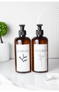 Lalezen Home Çiçekli Şampuan Ve Duş Jeli Etiketli Amber Sert Plastik Şişe 500 Ml Lalezen Home Çiçekli Şampuan Ve Duş Jeli Etiketli Amber Sert Plastik Şişe 500 Ml